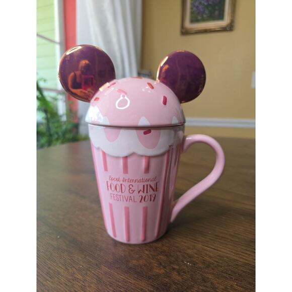 Disney Epcot Food & Wine Festival Pink Cupcake Mug 2019 Mickey Ears Mug NEW - Picture 5 of 16